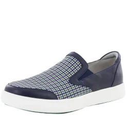 Alegria Men's Bender Navy Plaid Shoe