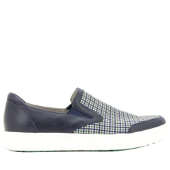 Alegria Men's Bender Navy Plaid Shoe