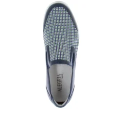 Alegria Men's Bender Navy Plaid Shoe
