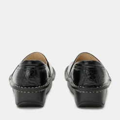 Debra Black Embossed Rose Shoe