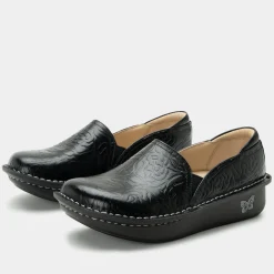 Debra Black Embossed Rose Shoe