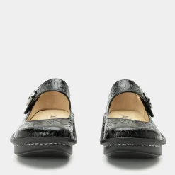 Paloma Black Embossed Rose Mary Jane