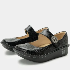 Paloma Black Embossed Rose Mary Jane